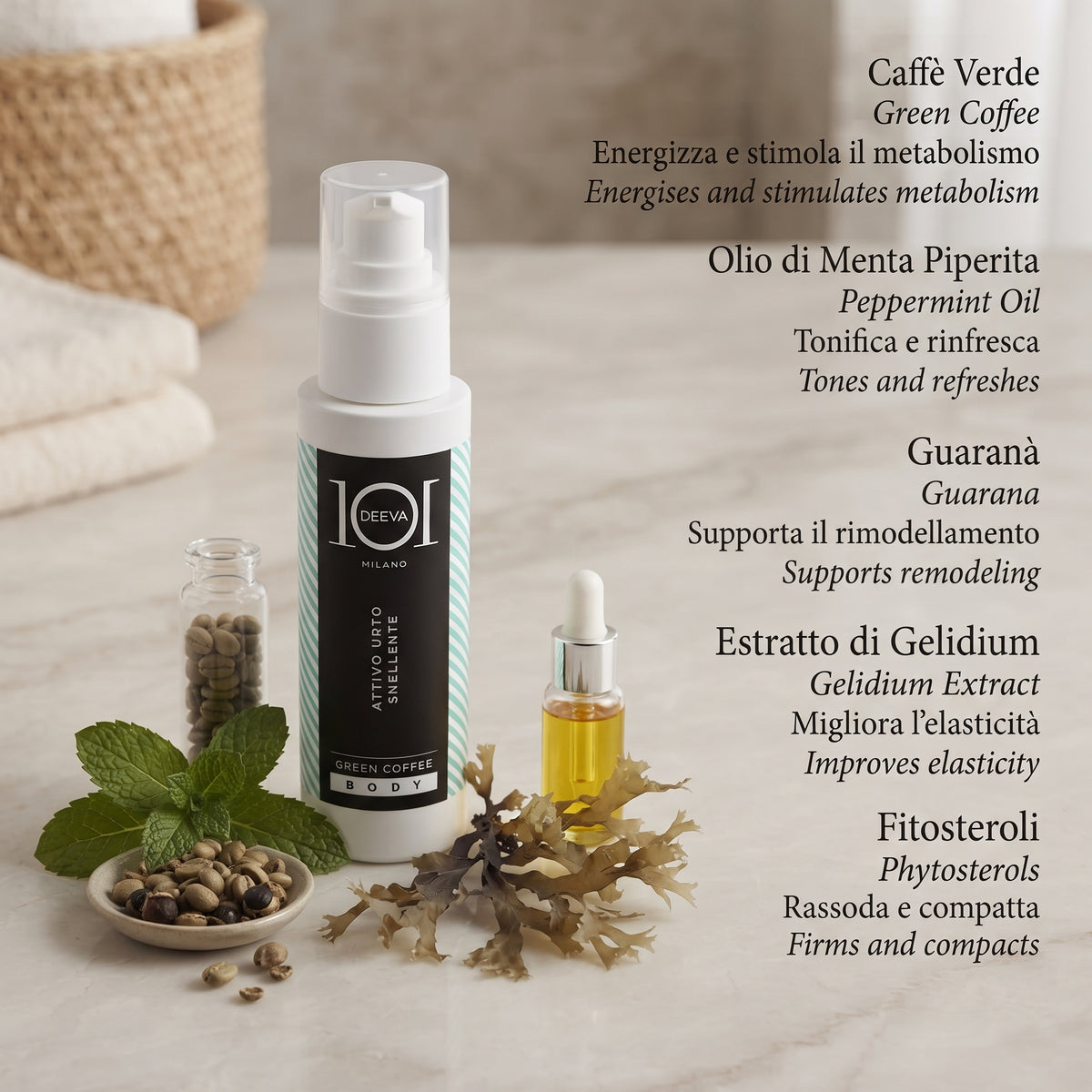 101 Cosmetica Shock Slimming Active Body Concentrate for Localised Adiposity Made in Italy – Green Coffee Line 100 ml