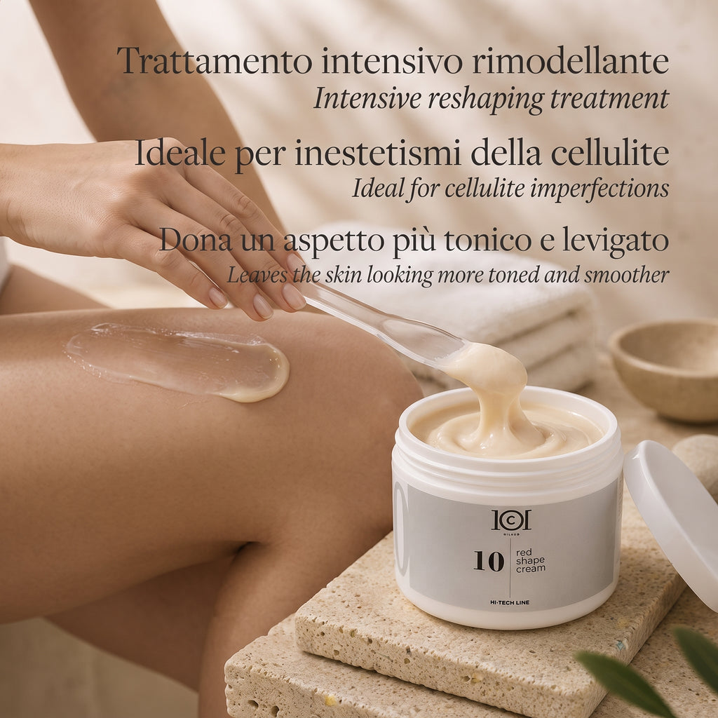 101 Cosmetica Crema da massaggio corpo Red Shape per pelli a tendenza cellulite Made in Italy – Linea Hi-Tech 500 ml