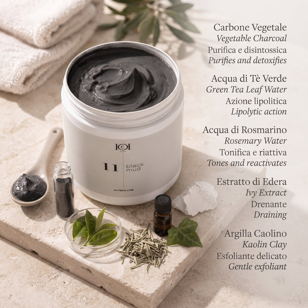 101 Cosmetica Black Mud Exfoliating and Purifying Body Treatment for Cellulite-Prone Skin Made in Italy – Hi-Tech Line 1000 ml