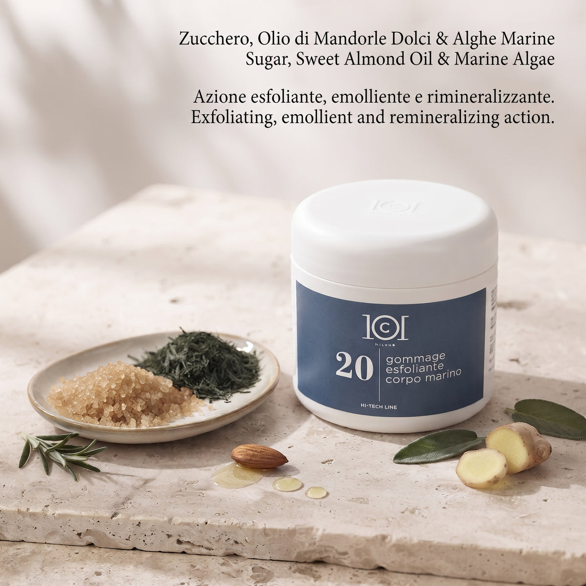 101 Cosmetica Marine Algae Exfoliating Body Gommage for Draining and Remineralising Care Made in Italy – Hi-Tech Line 500 ml