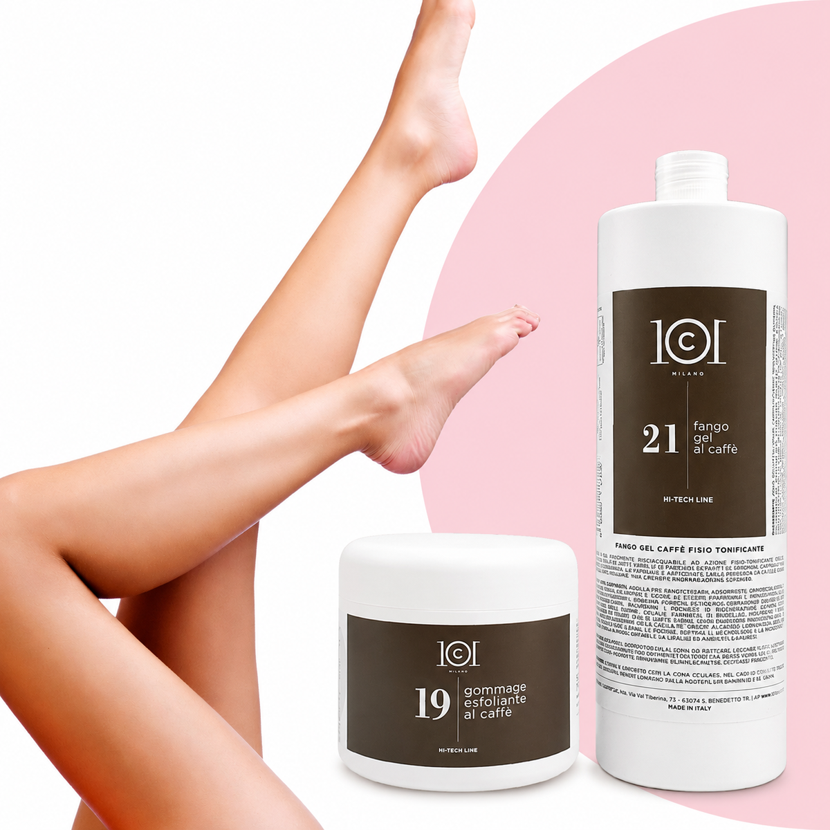 101 Cosmetica Trattamento corpo tonificante al fango gel al caffè per pelli a tendenza cellulite Made in Italy – Linea Hi-Tech 1000 ml