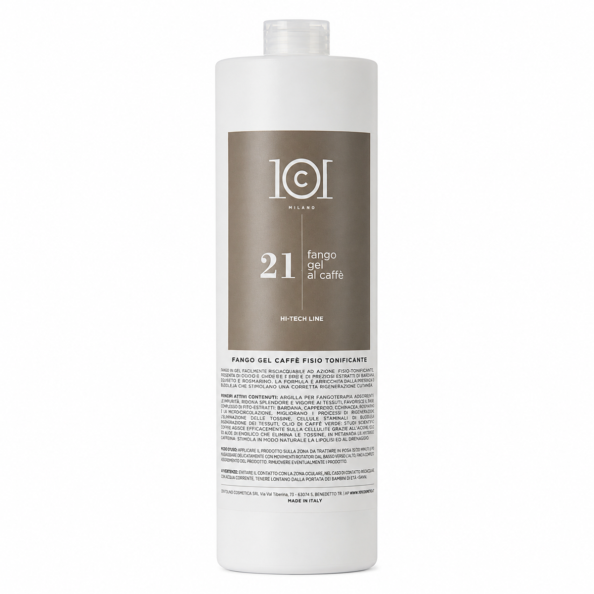 101 Cosmetica Coffee Gel Mud Toning Body Treatment for Cellulite-Prone Skin Made in Italy – Hi-Tech Line 1000 ml