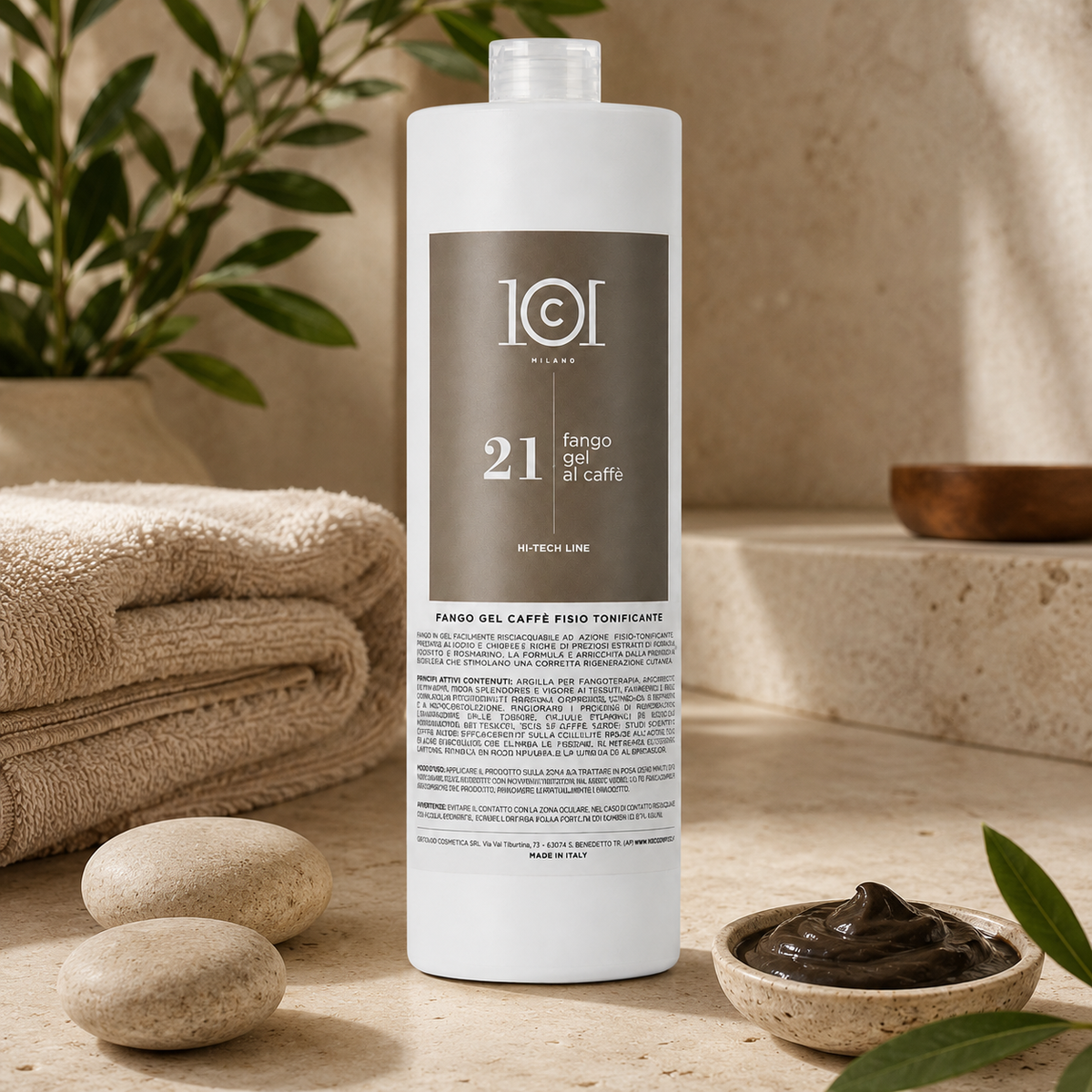 101 Cosmetica Coffee Gel Mud Toning Body Treatment for Cellulite-Prone Skin Made in Italy – Hi-Tech Line 1000 ml