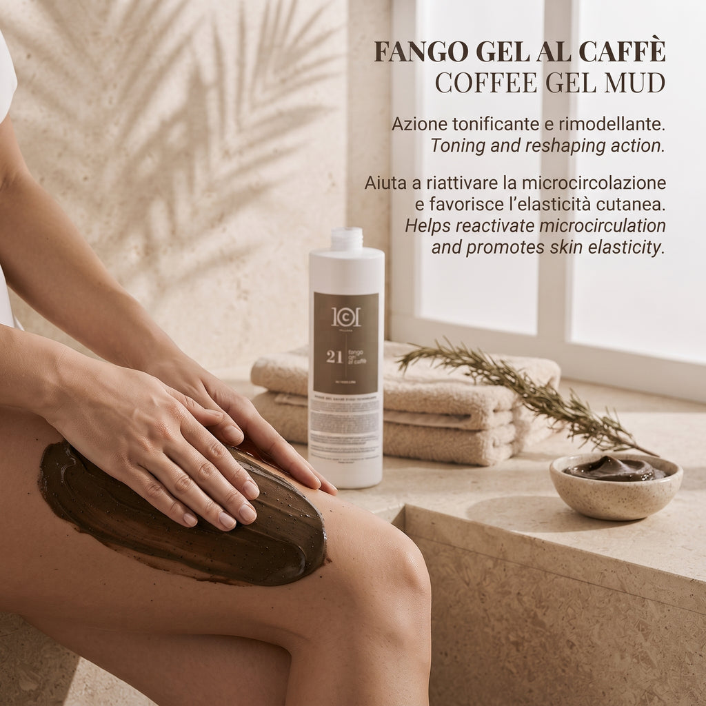 101 Cosmetica Trattamento corpo tonificante al fango gel al caffè per pelli a tendenza cellulite Made in Italy – Linea Hi-Tech 1000 ml