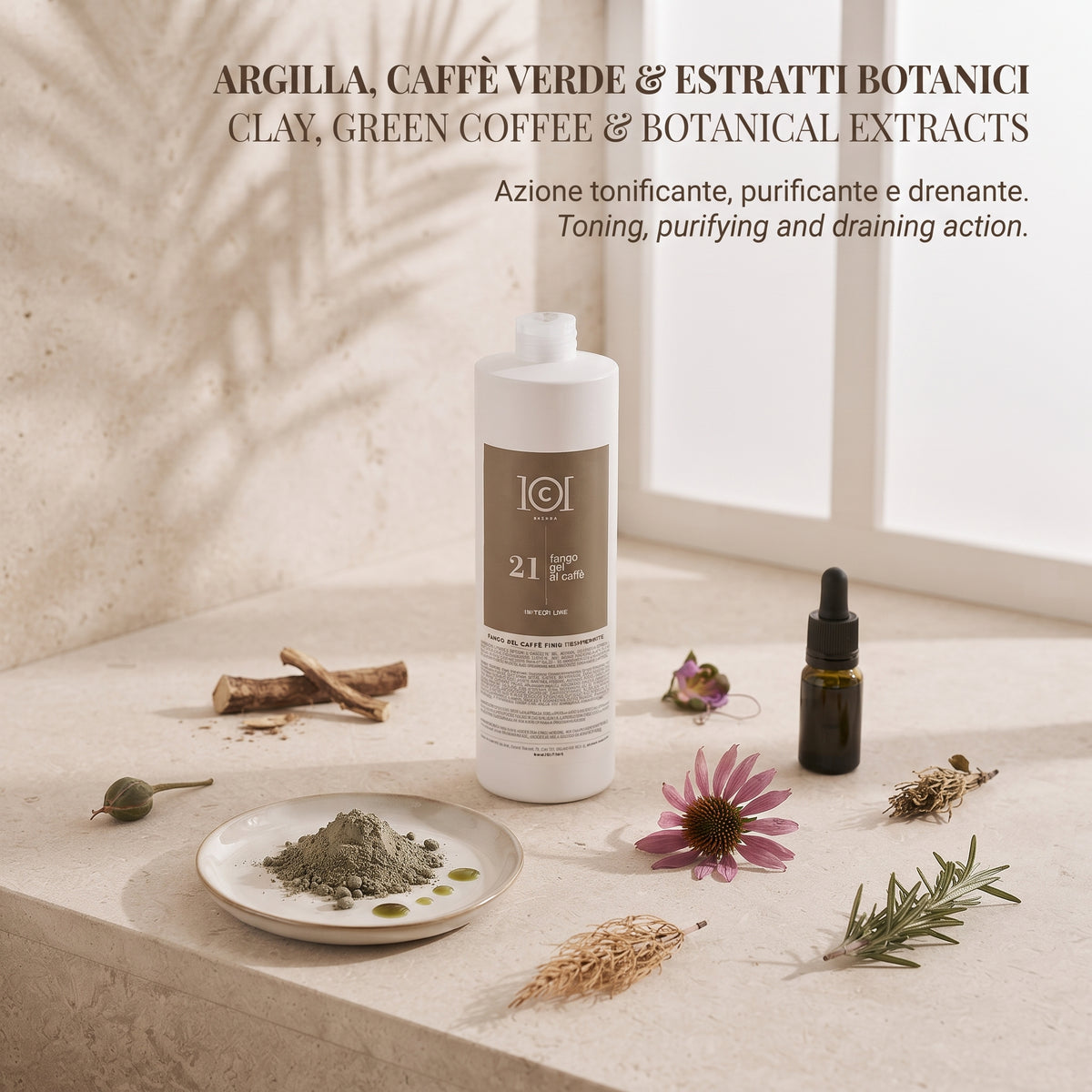 101 Cosmetica Coffee Gel Mud Toning Body Treatment for Cellulite-Prone Skin Made in Italy – Hi-Tech Line 1000 ml