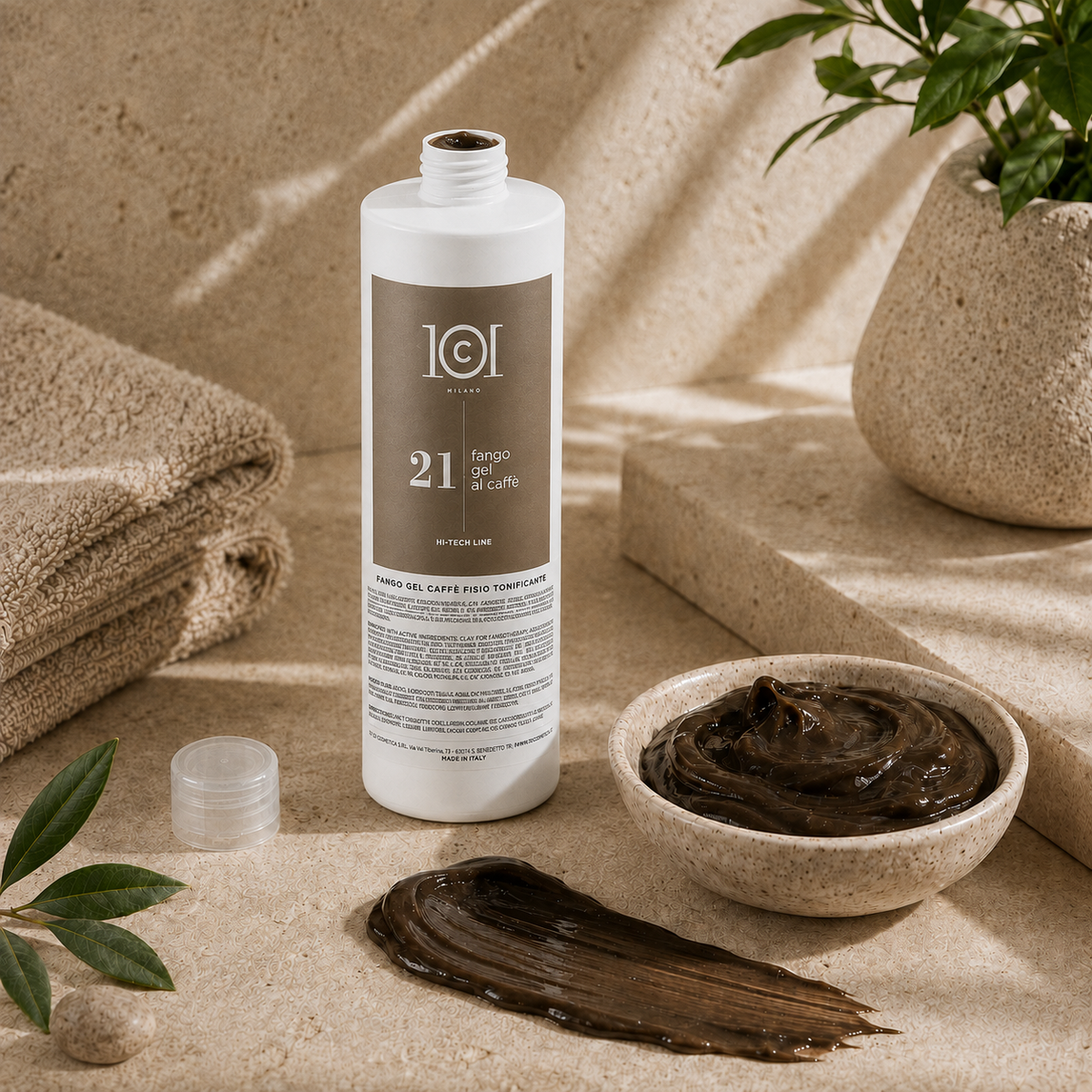 101 Cosmetica Coffee Gel Mud Toning Body Treatment for Cellulite-Prone Skin Made in Italy – Hi-Tech Line 1000 ml