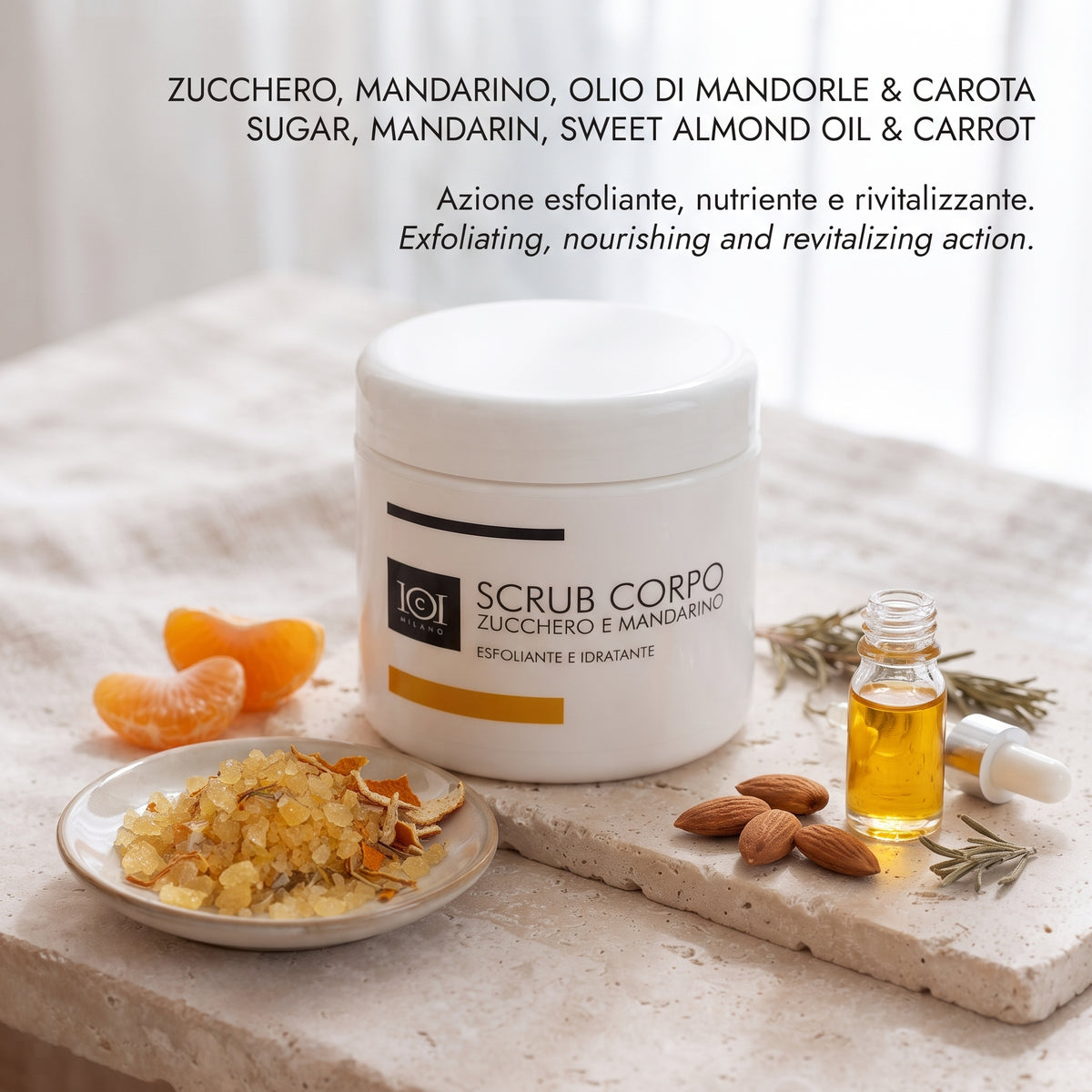 101 Cosmetica Sugar and Mandarin Exfoliating and Hydrating Body Scrub Made in Italy 250 ml