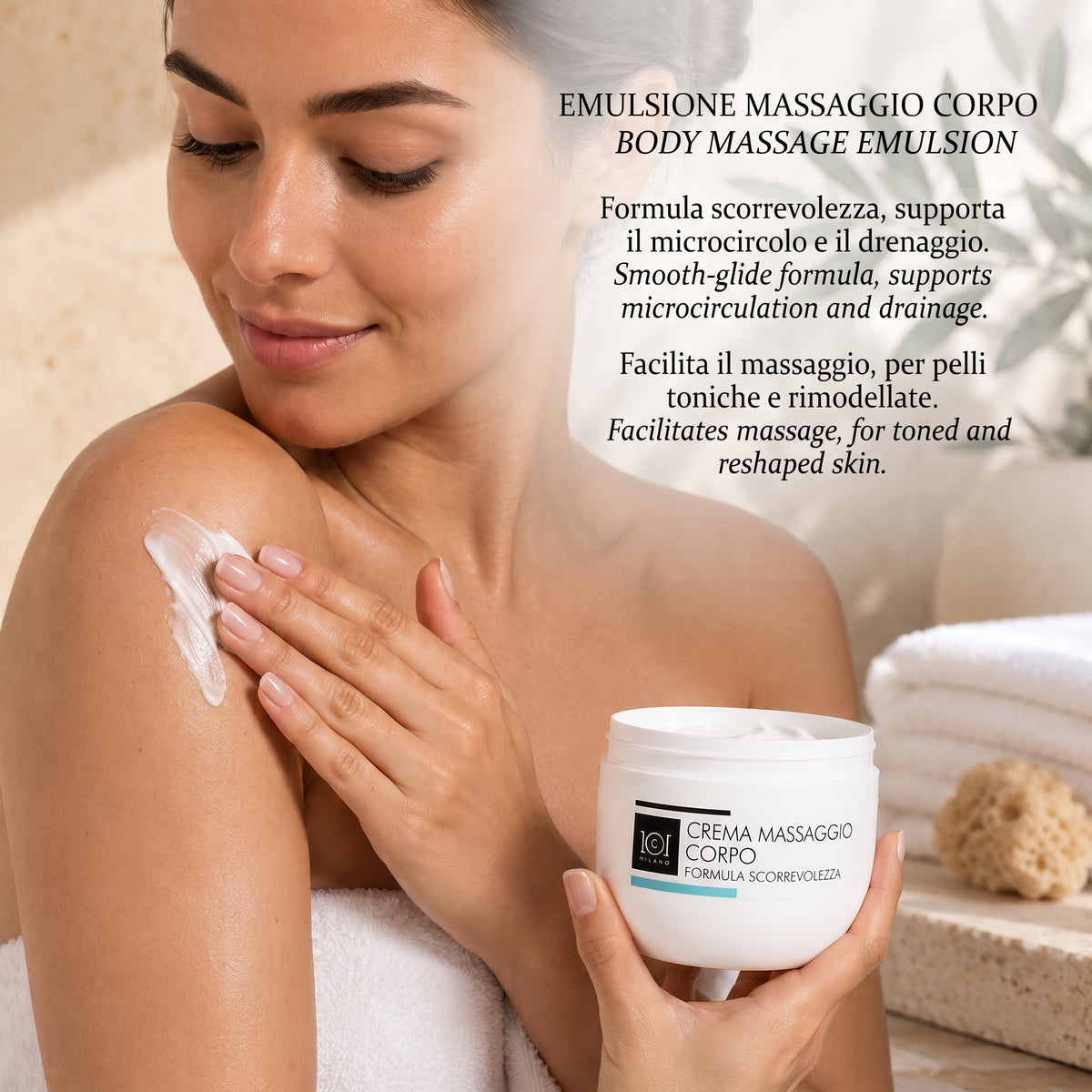 101 Cosmetica Professional Body Massage Cream with Smooth Glide Formula for Draining Care Made in Italy 500 ml