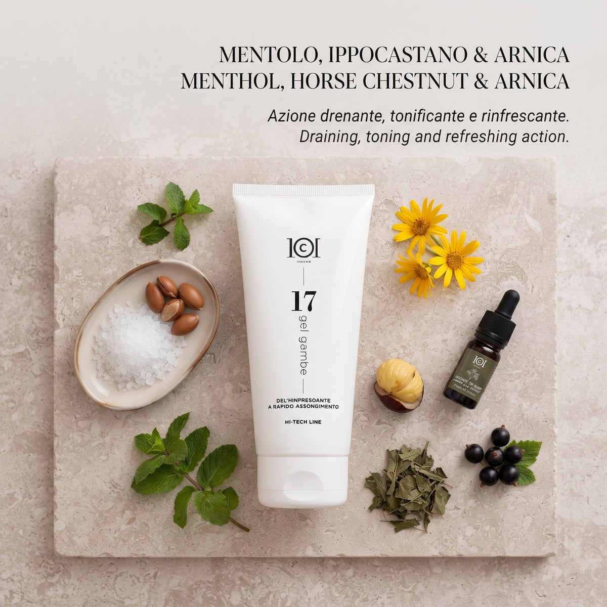 101 Cosmetica Fast-Absorbing Refreshing Leg Gel for Light and Revitalised Legs Made in Italy – Hi-Tech Line 200 ml