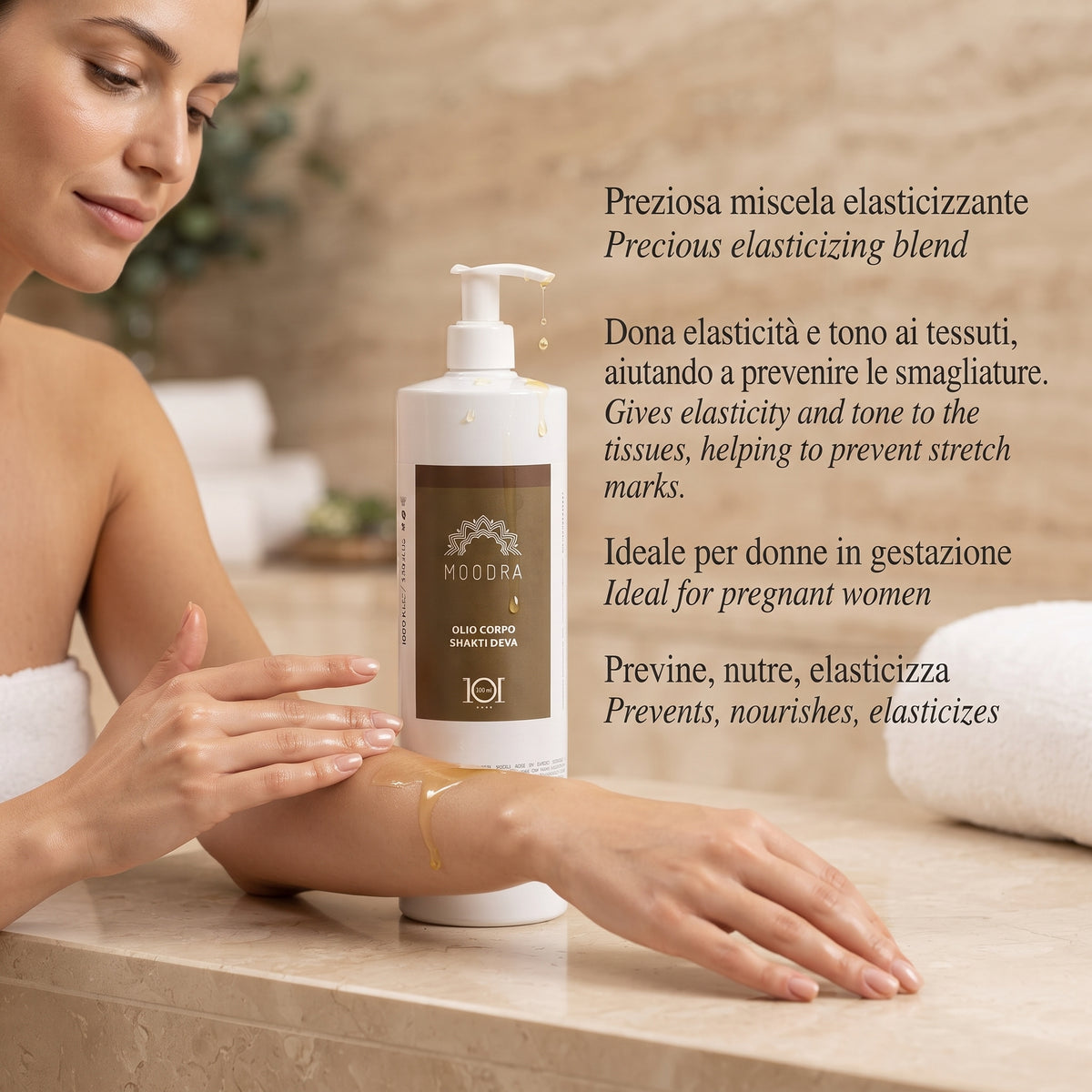 101 Cosmetica Moodra Shakti Deva Active Body Oil Elasticizing and Moisturizing Treatment Made in Italy - Moodra Line 1000 ml