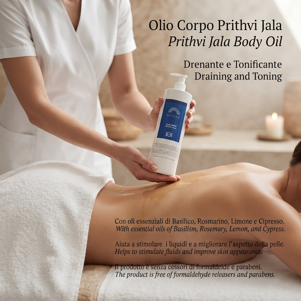 101 Cosmetica Moodra Prithvi Jala Active Body Oil Draining and Toning Massage Treatment Made in Italy - Moodra Line 1000 ml