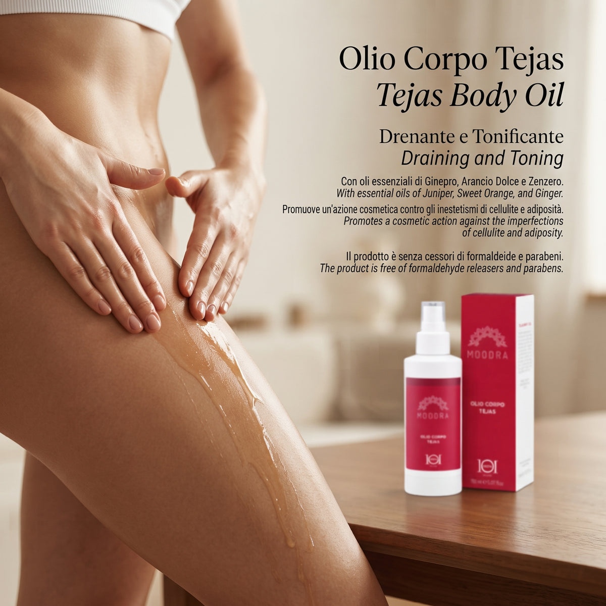101 Cosmetica Moodra Tejas Body Oil Cellulite and Adiposity Massage Treatment Made in Italy - Moodra Line 150 ml