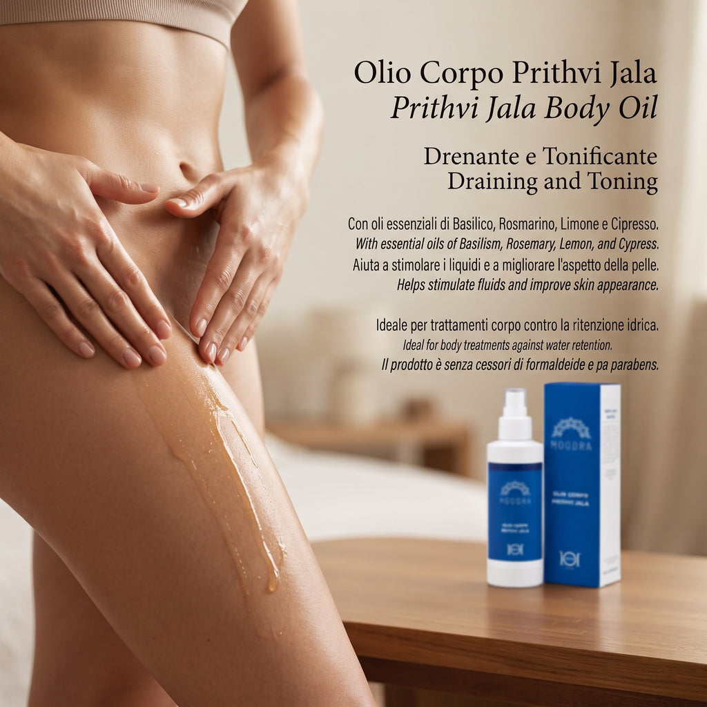 101 Cosmetica Moodra Prithvi Jala Body Oil Draining and Toning Massage Treatment Made in Italy - Moodra Line 150 ml