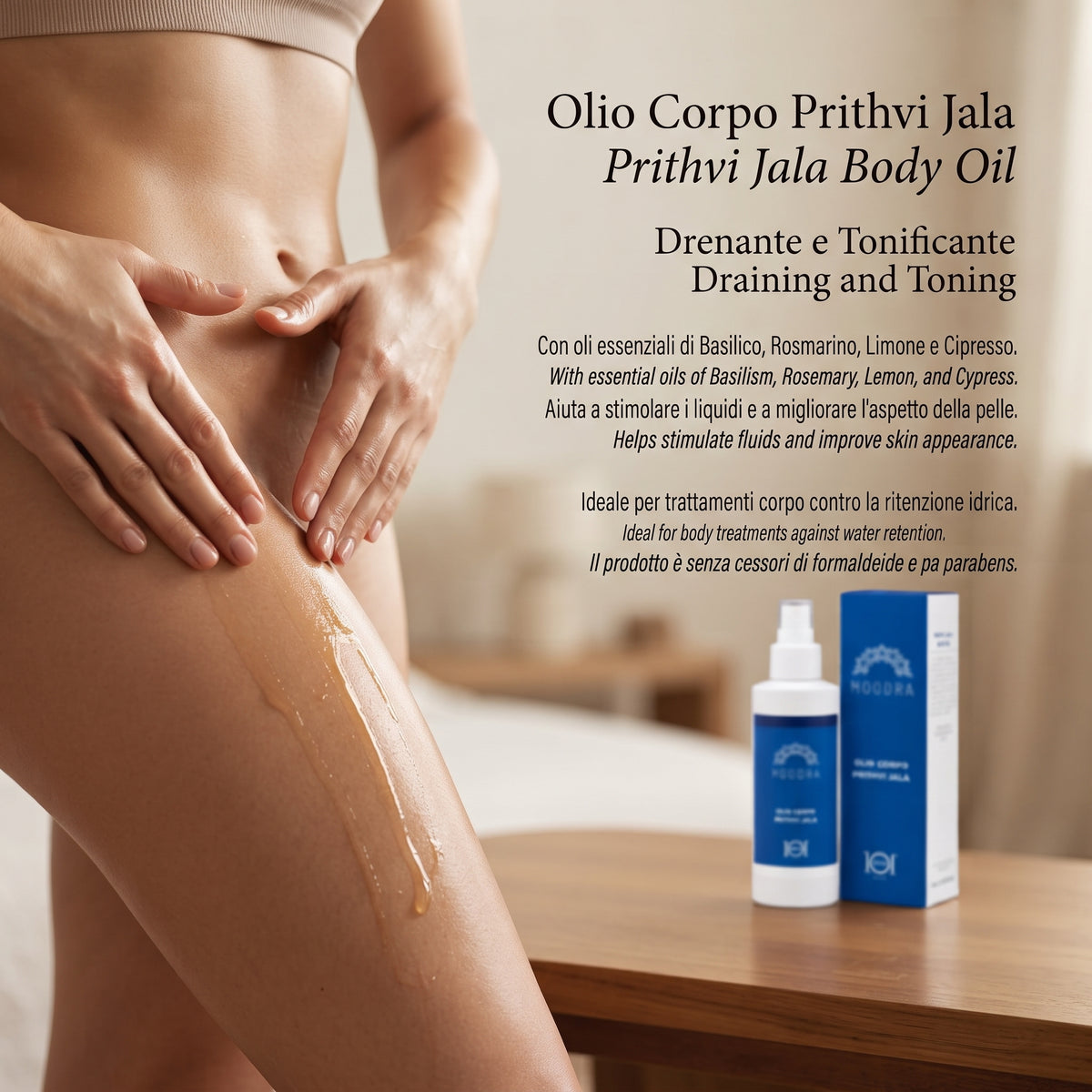 101 Cosmetica Moodra Prithvi Jala Body Oil Draining and Toning Massage Treatment Made in Italy - Moodra Line 150 ml