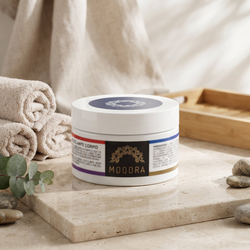 101 Cosmetica Moodra Körper-Basiscreme, nährende und feuchtigkeitsspendende Behandlung Made in Italy – Moodra-Linie 200 ml
