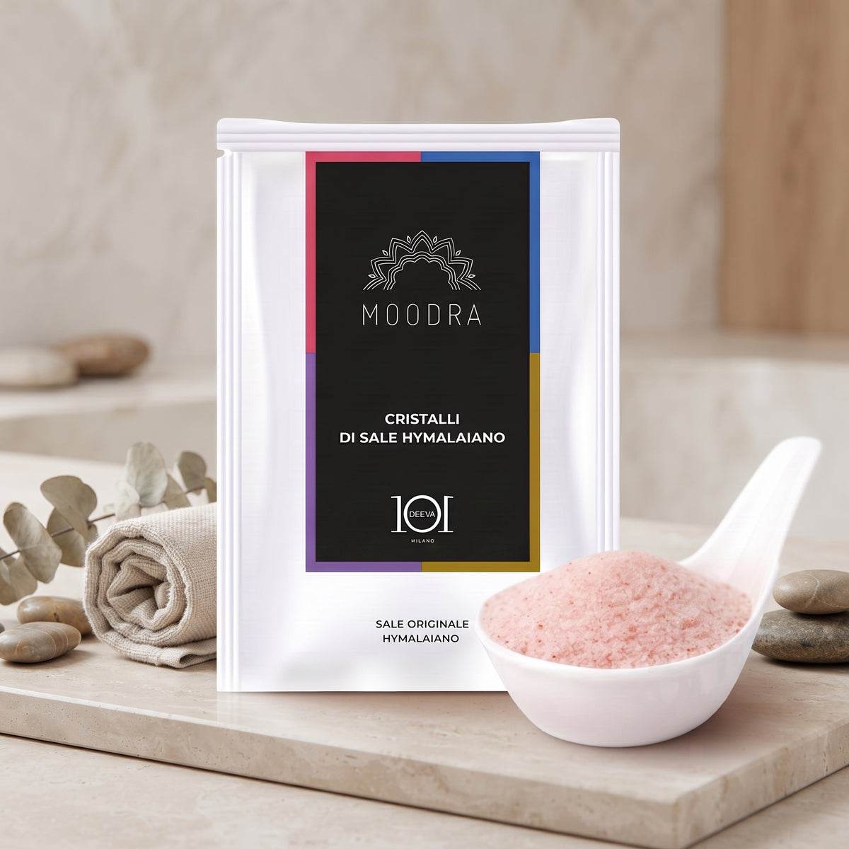 101 Cosmetica Moodra Himalayan Salt Crystals Draining and Relaxing Body Treatment Made in Italy - Moodra Line 50 g