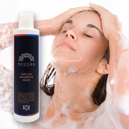 101 Cosmetica Moodra Neem Shower Shampoo for Body and Hair Made in Italy - Moodra Line 250 ml
