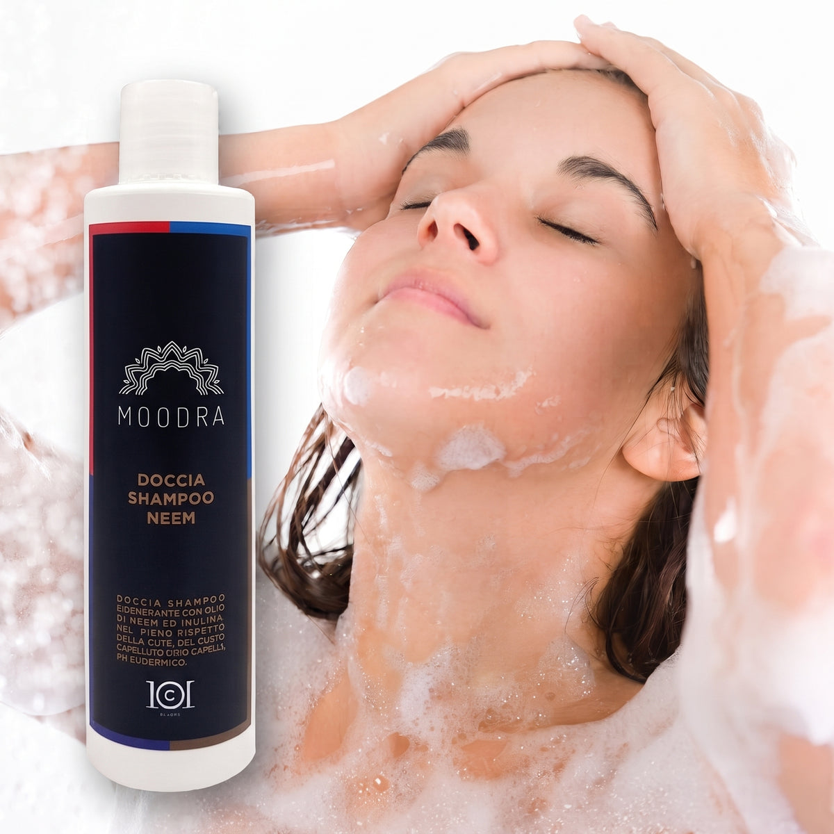 101 Cosmetica Moodra Shampooing douche au neem pour le corps et les cheveux Made in Italy - Gamme Moodra 250 ml