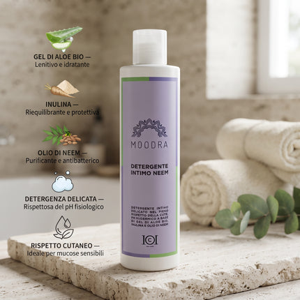 101 Cosmetica Moodra Neem Intimate Cleanser Gentle Cleansing Care Made in Italy - Moodra Line 250 ml