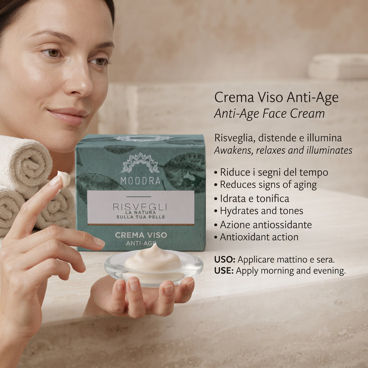 101 Cosmetica Anti-Age Face Cream Made in Italy Moodra Risvegli Line 50 ml