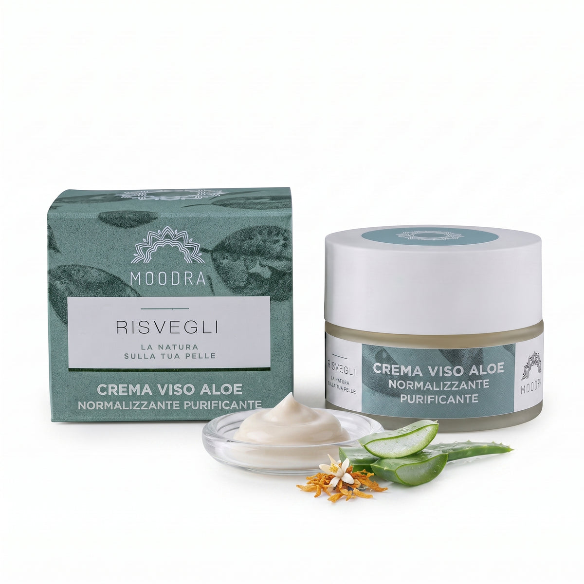 101 Cosmetica Aloe Normalizing Purifying Face Cream Made in Italy Moodra Risvegli Line 50 ml