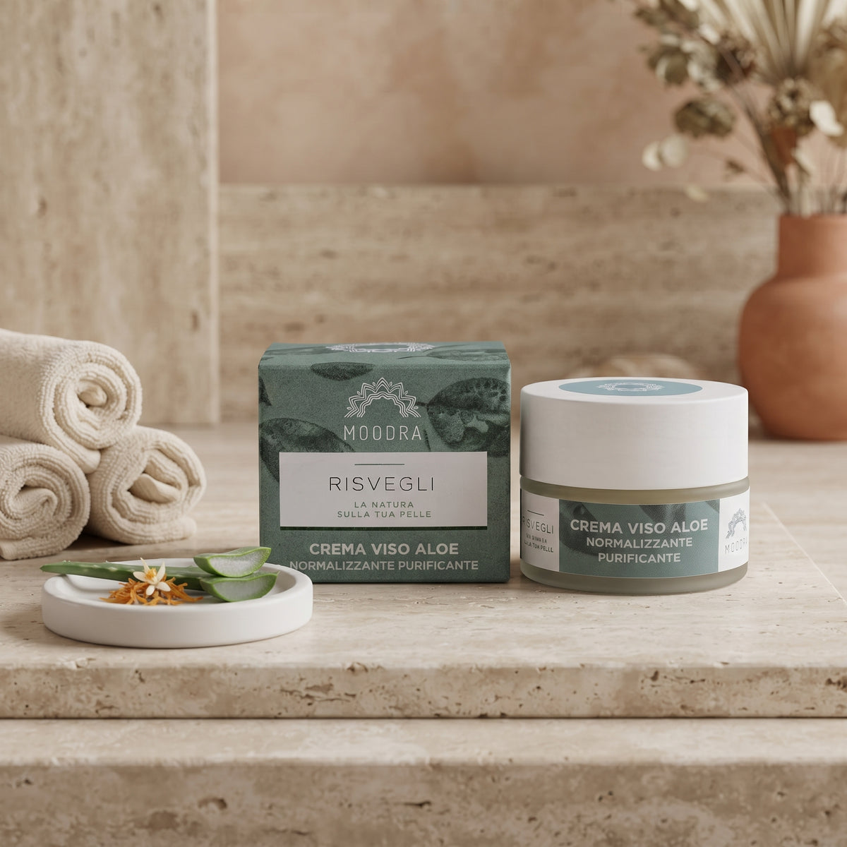 101 Cosmetica Aloe Normalizing Purifying Face Cream Made in Italy Moodra Risvegli Line 50 ml