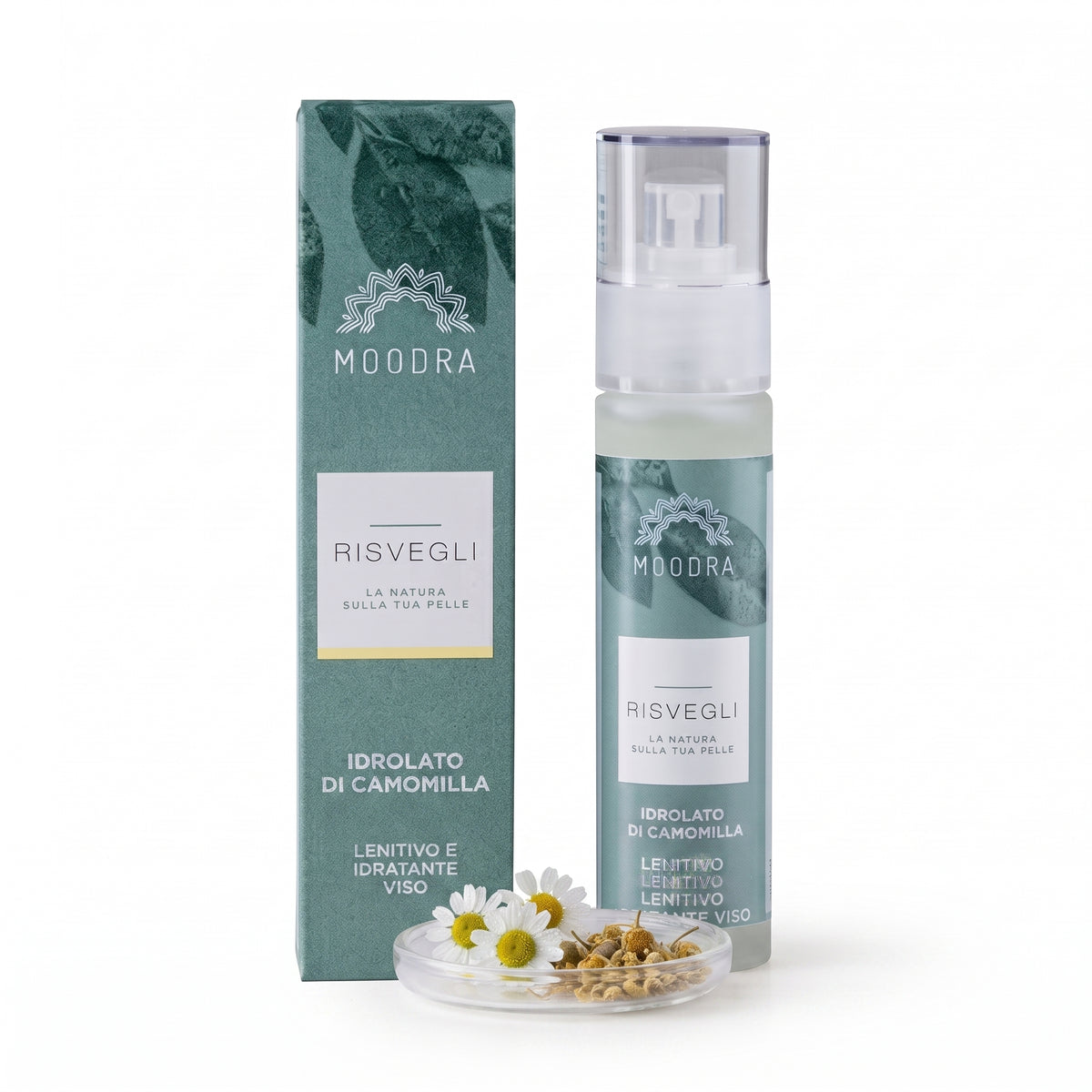 101 Cosmetica Chamomile Hydrolate Soothing Hydrating Face Care Made in Italy Moodra Risvegli Line 50 ml