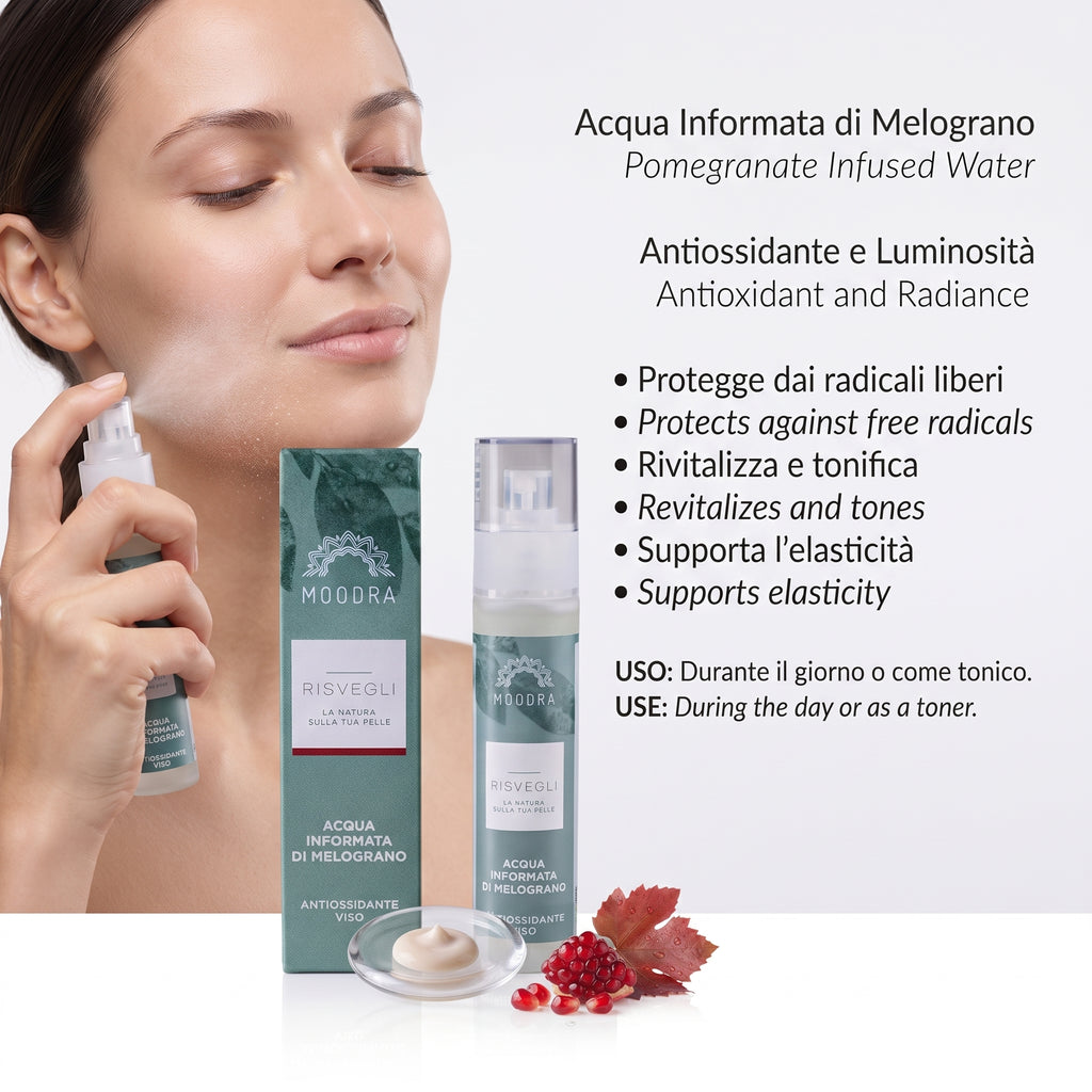 101 Cosmetica Pomegranate Antioxidant Face Mist Made in Italy Moodra Risvegli Line 50 ml