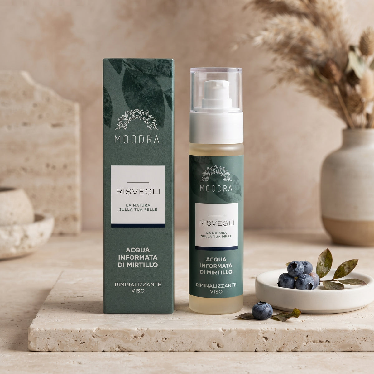 101 Cosmetica Blueberry Remineralizing Face Mist Made in Italy Moodra Risvegli Line 50 ml