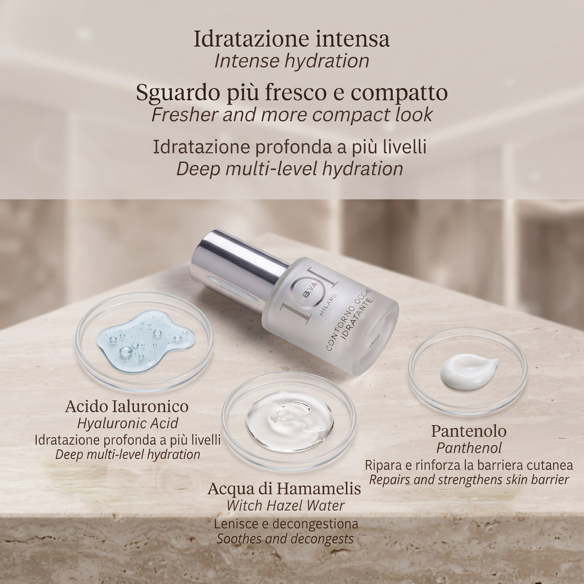 101 Cosmetica Hyalu4Deep Hydrating Eye Contour with Hyaluronic Acid Made in Italy 15 ml