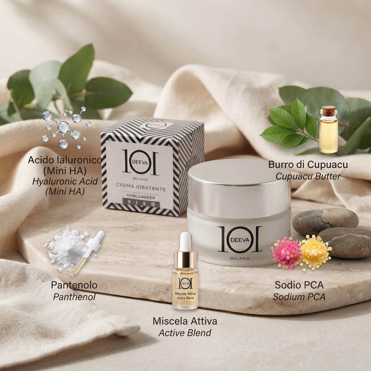 101 Cosmetica Hyalu4Deep Hydrating Face Cream with Hyaluronic Acid Made in Italy 50 ml
