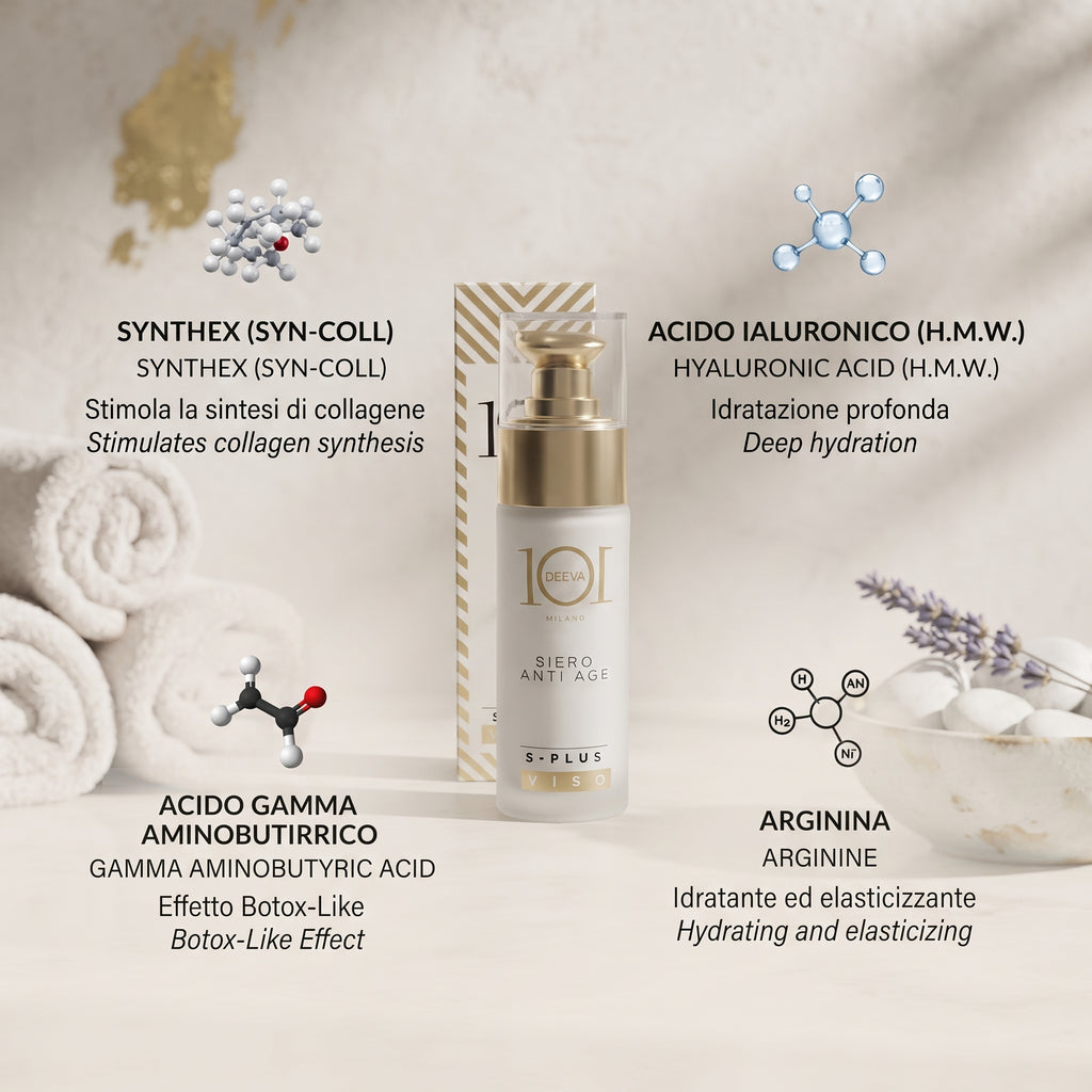 101 Cosmetica S Plus Anti-Age Face Serum with Hyaluronic Acid Made in Italy 30 ml