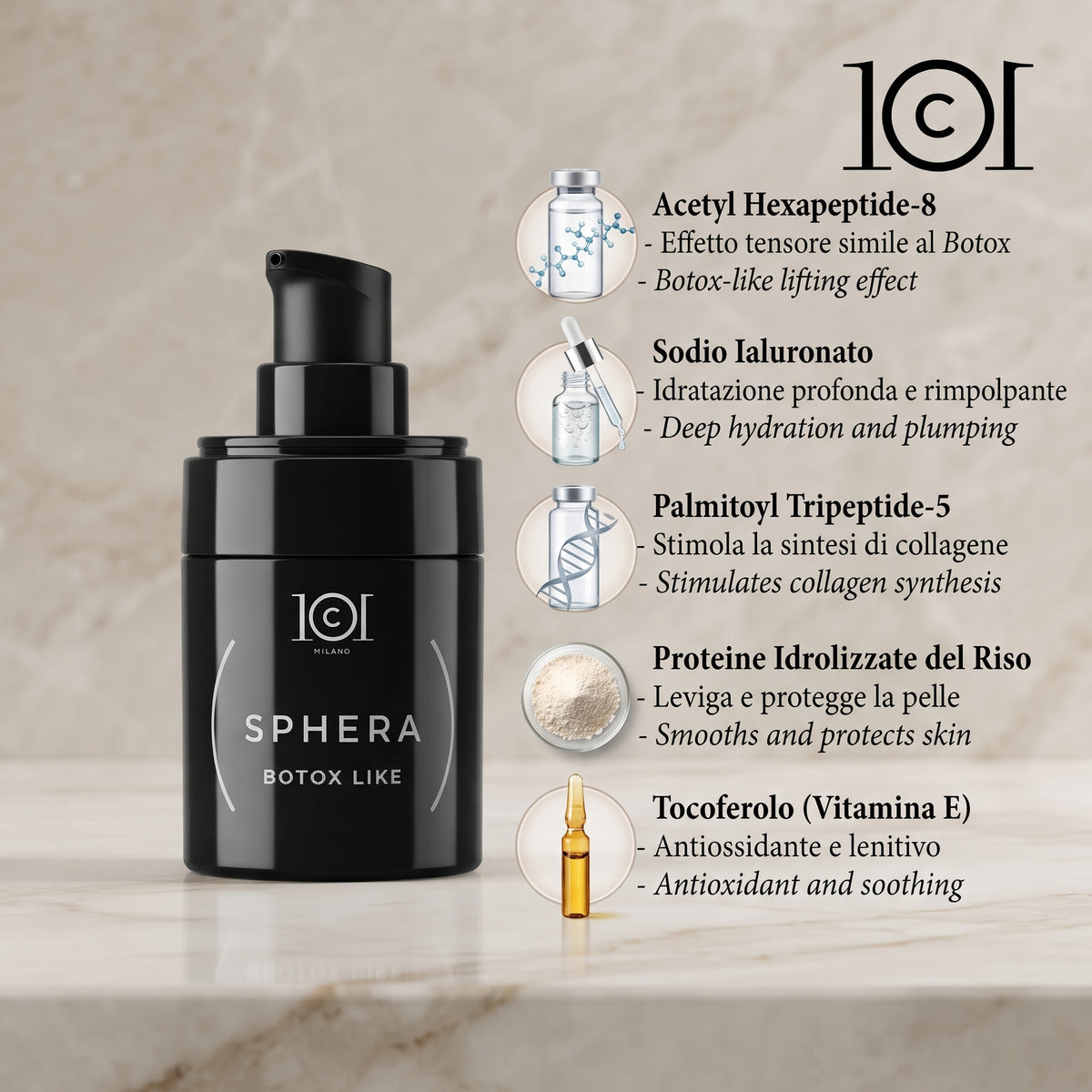 101 Cosmetica Sphera Botox Like Global Anti-Age Eye Contour Made in Italy 15 ml