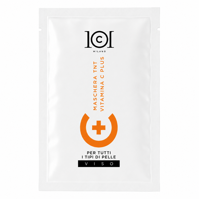 101 Cosmetica Vitamin C Plus TNT Sheet Face Mask Brightening and Hydrating Made in Italy Single Dose 25 ml