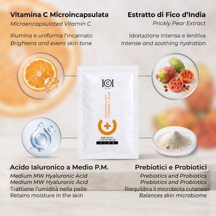 101 Cosmetica Vitamin C Plus TNT Sheet Face Mask Brightening and Hydrating Made in Italy Single Dose 25 ml