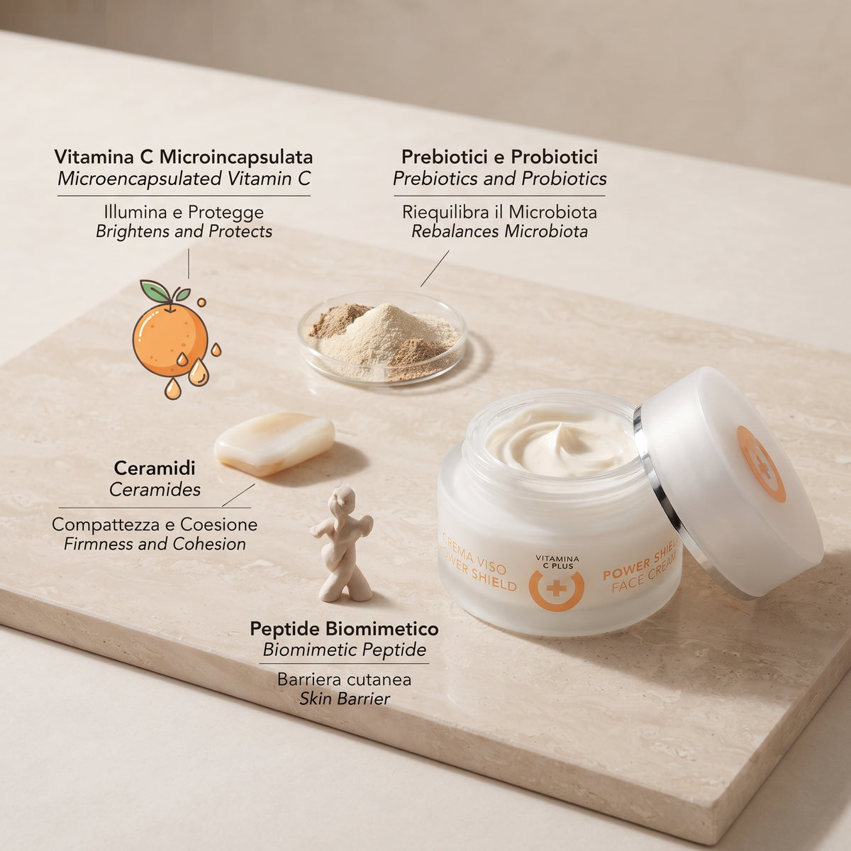 101 Cosmetica Vitamin C Plus Power Shield Face Cream with Microencapsulated Vitamin C Made in Italy 50 ml