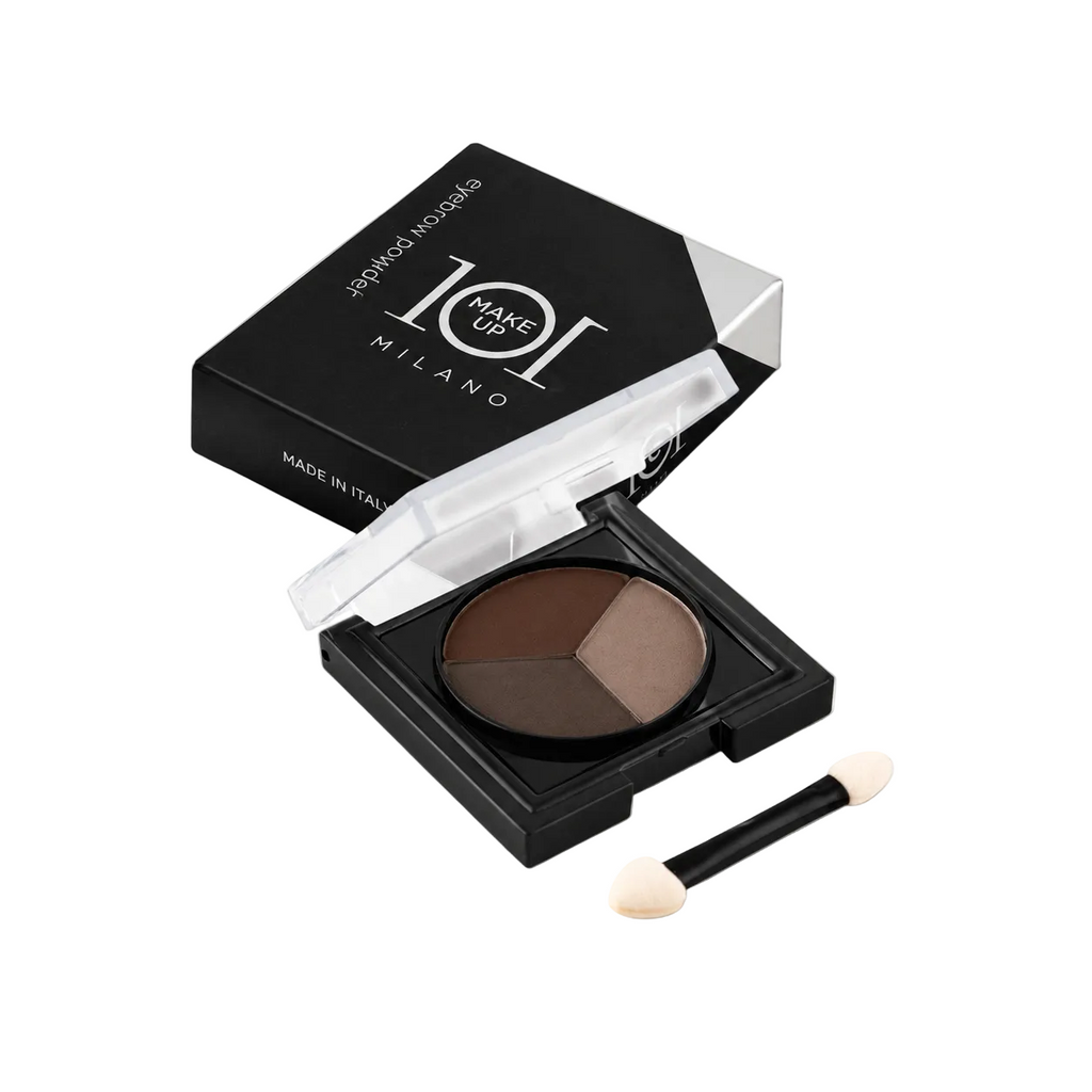 101 Cosmetica 101MakeUp Eyebrow Powder Trio Dark Brown Medium Brown Light Beige Made in Italy 6 g