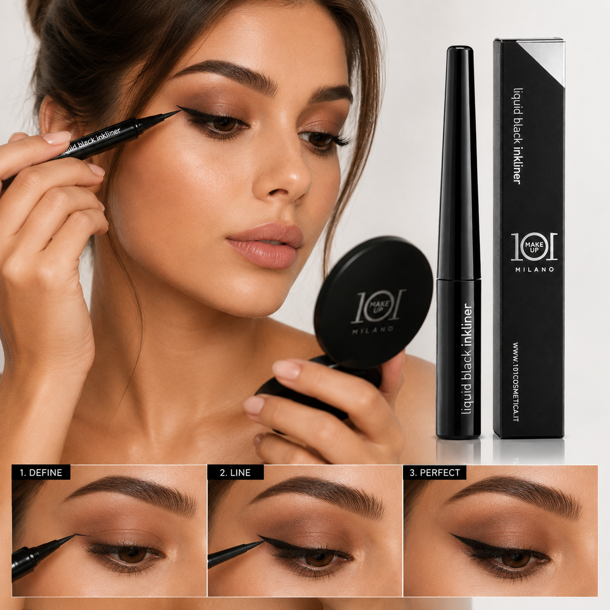 101 Cosmetica 101MakeUp Liquid Black Inkliner Precise Intense Eyeliner Made in Italy 1 Piece