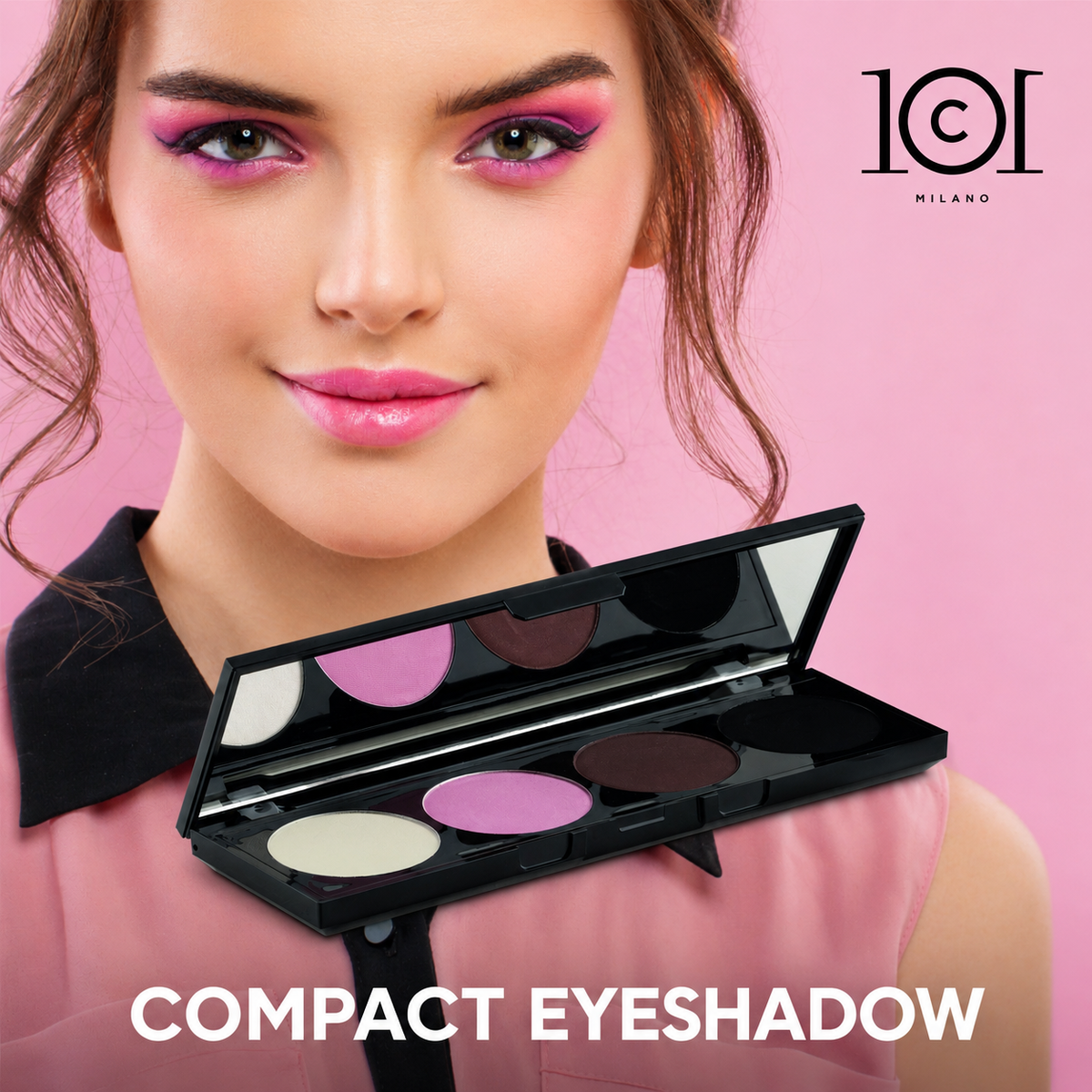 101 Cosmetica 101MakeUp Compact Eyeshadow Palette 4 Velvety High Coverage Shades Made in Italy 1 Piece