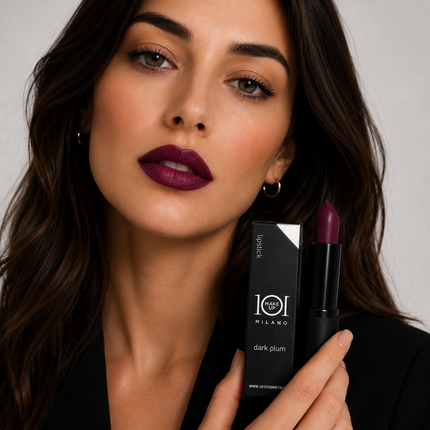 101 Cosmetica 101MakeUp Lipstick for Lip Color Nude Mauve Dark Plum Passion Made in Italy 4.5 g