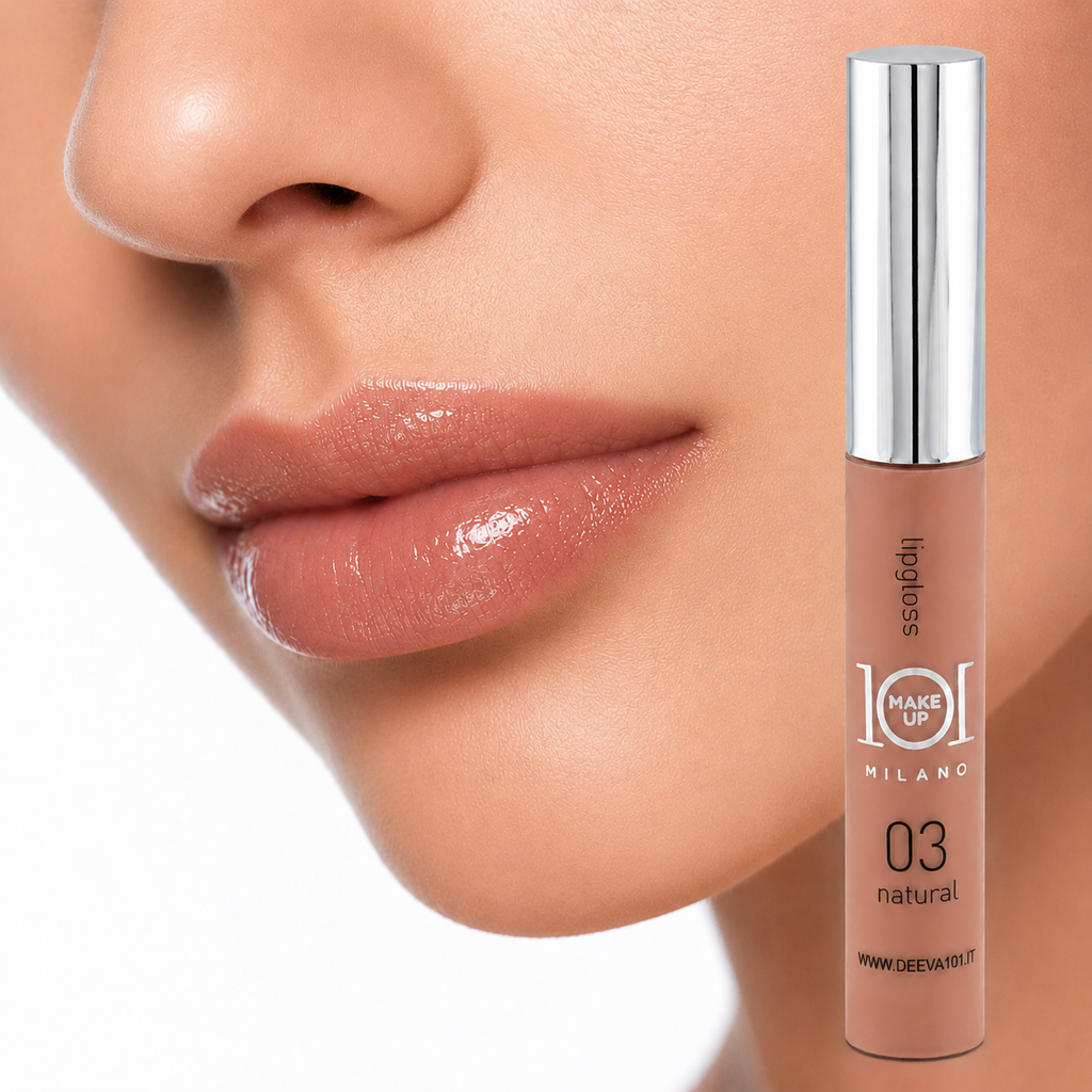 101 Cosmetica 101MakeUp Hydrating Volumizing Waterproof Lip Gloss Glossy 02 or Natural 03 Made in Italy 8 ml