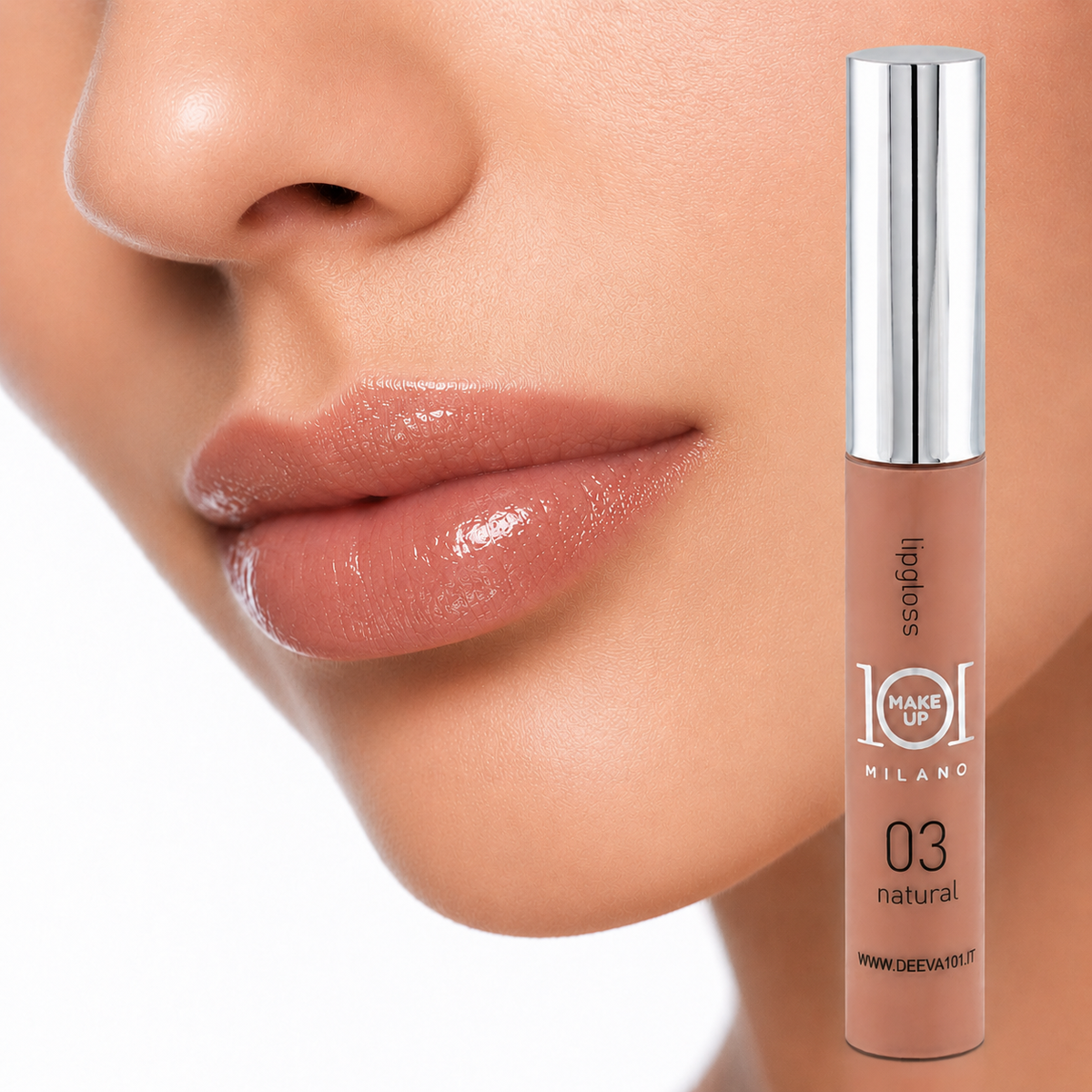 101 Cosmetica 101MakeUp Hydrating Volumizing Waterproof Lip Gloss Glossy 02 or Natural 03 Made in Italy 8 ml
