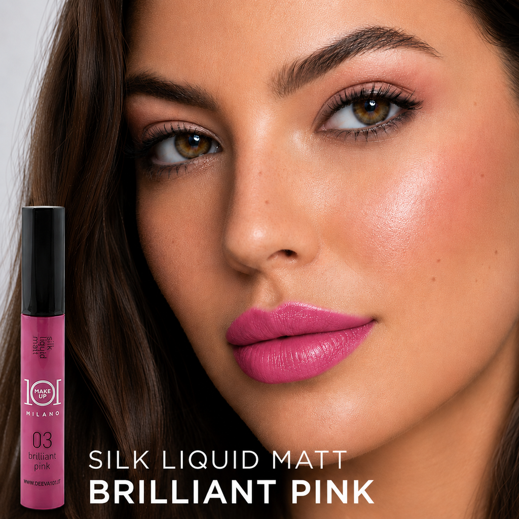 101 Cosmetica 101MakeUp Velvet Liquid Matte Lipstick 12 Hour Long Lasting Soft Pink Mauve or Brilliant Pink Made in Italy 8 ml