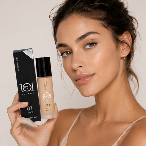 101 Cosmetica 101MakeUp Fond de teint liftant à la texture crémeuse, ivoire, nude, beige doux ou camel naturel, Made in Italy, 30 ml