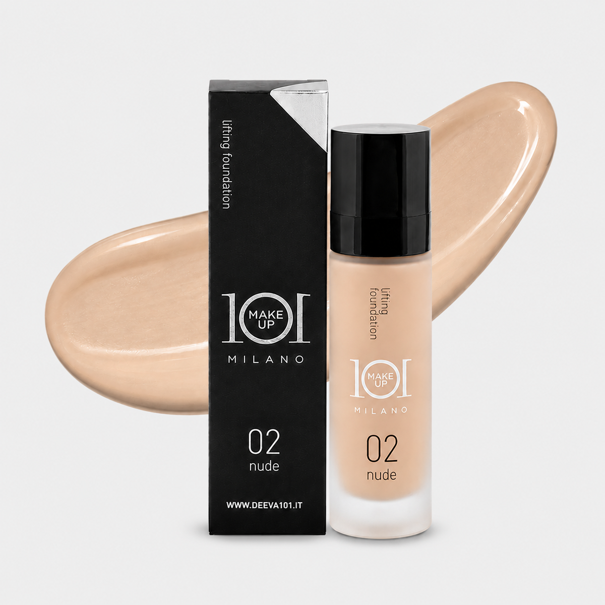 101 Cosmetica 101MakeUp Lifting Foundation Creamy Texture Ivory Nude Soft Beige or Natural Camel Made in Italy 30 ml