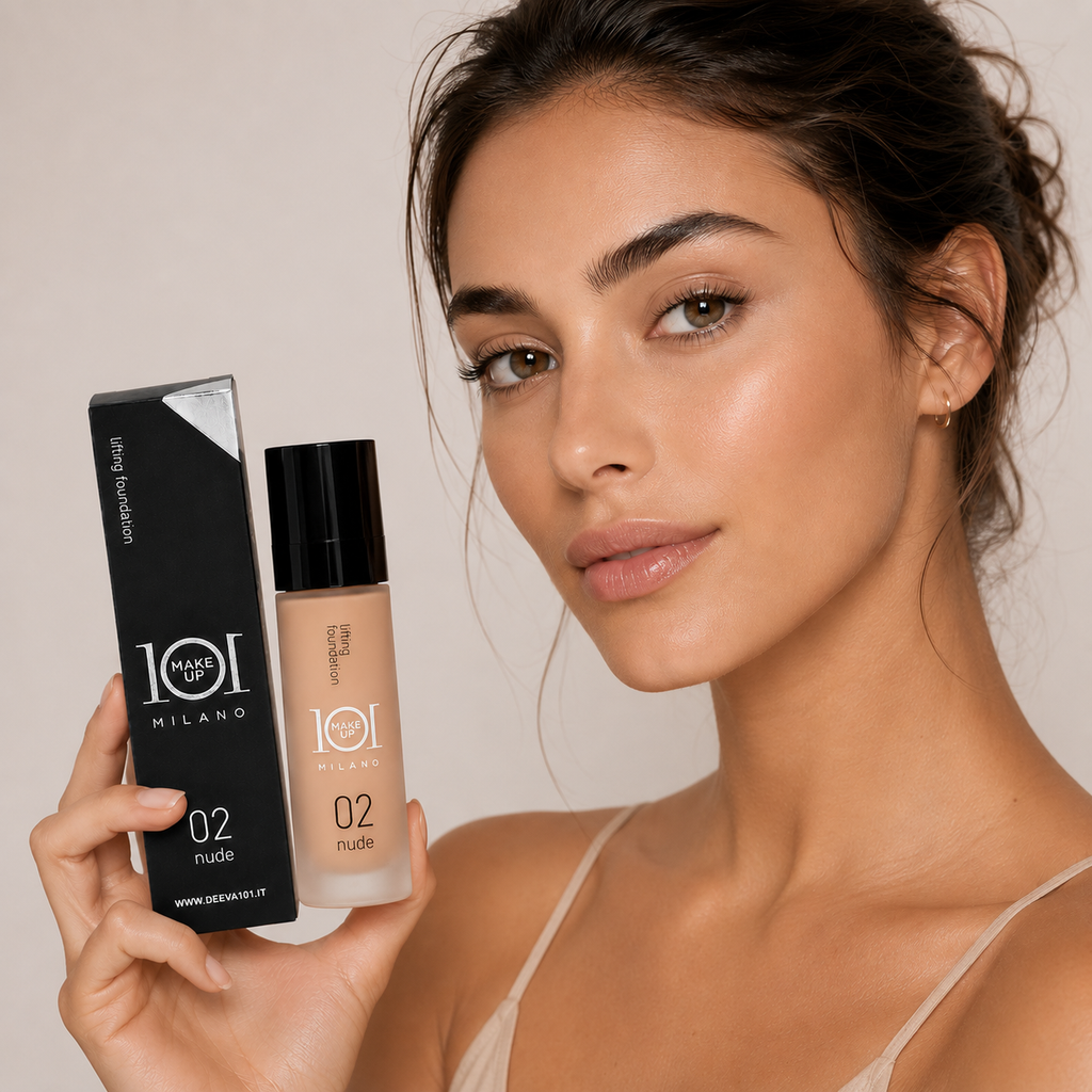 101 Cosmetica 101MakeUp Lifting Foundation Creamy Texture Ivory Nude Soft Beige or Natural Camel Made in Italy 30 ml