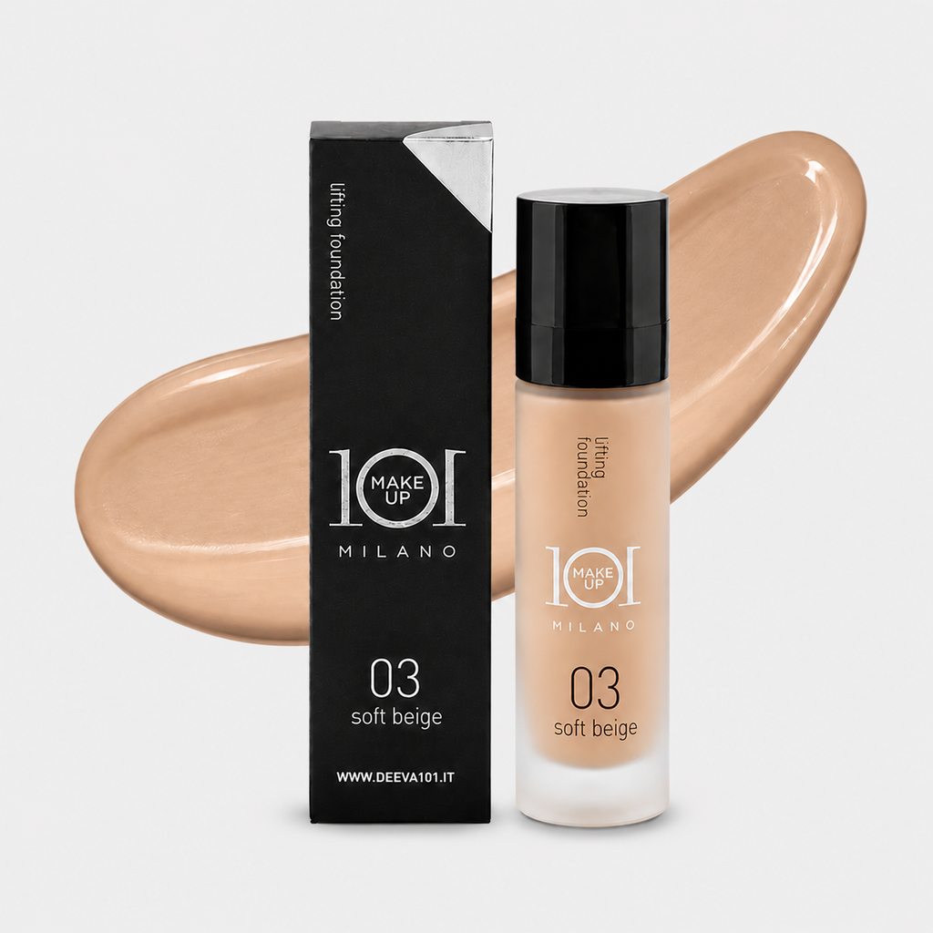 101 Cosmetica 101MakeUp Lifting Foundation Creamy Texture Ivory Nude Soft Beige or Natural Camel Made in Italy 30 ml