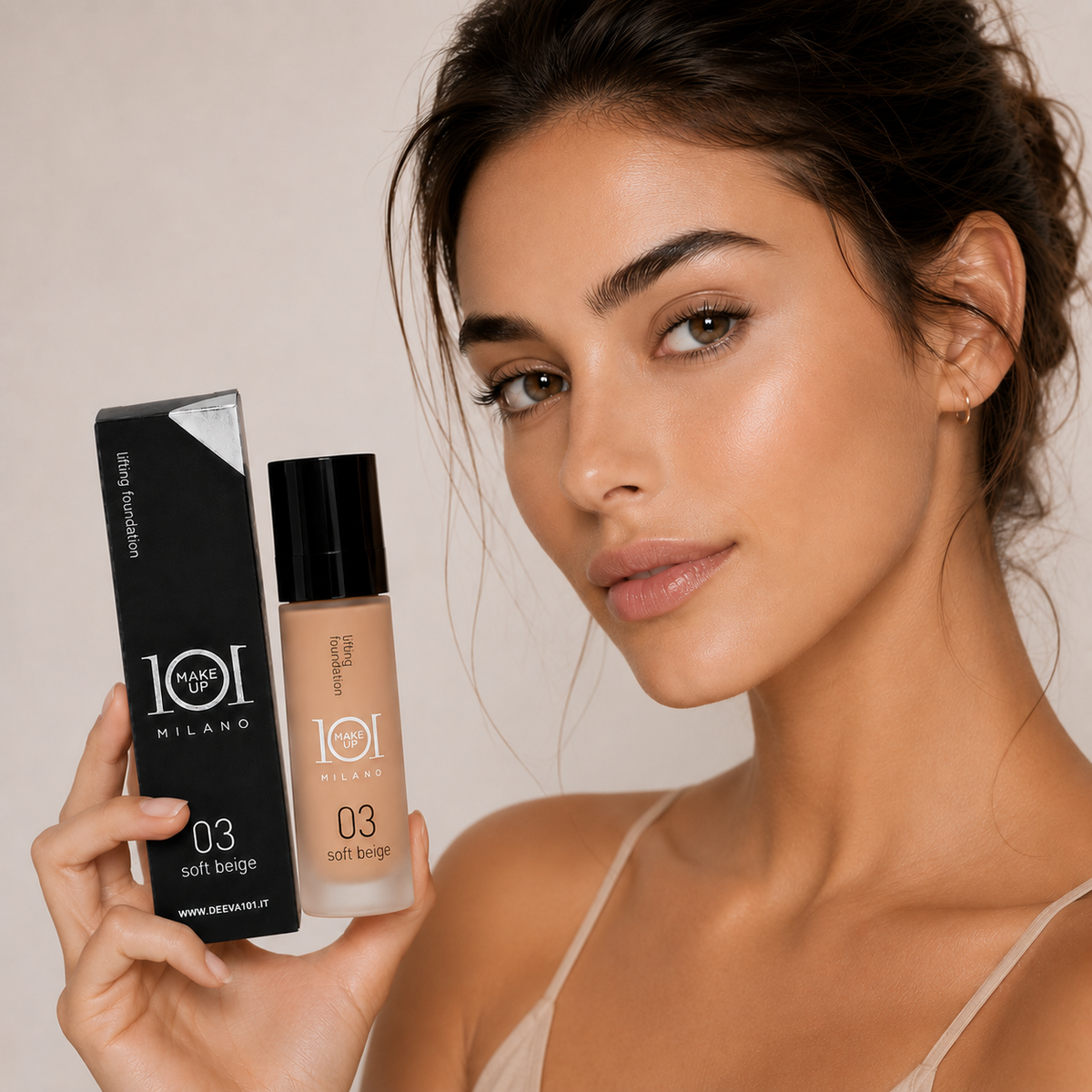 101 Cosmetica 101MakeUp Lifting Foundation Creamy Texture Ivory Nude Soft Beige or Natural Camel Made in Italy 30 ml