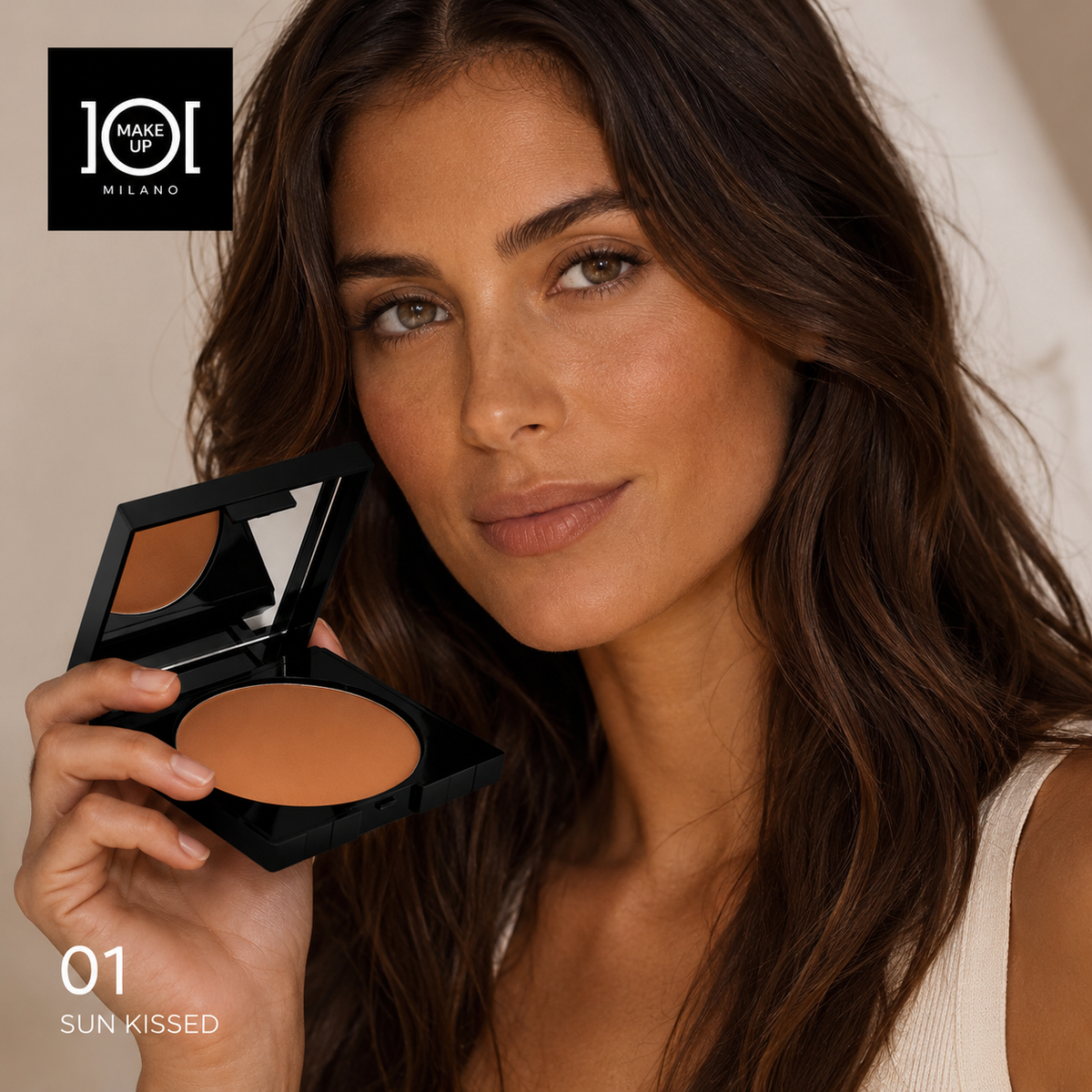 101 Cosmetica 101MakeUp Compact Sunlight Powder for Shading and Radiance Shade 01 or 02 Made in Italy 15 g