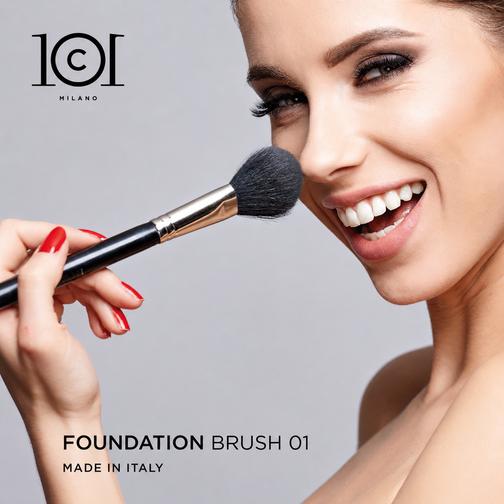 101 Cosmetica 101MakeUp Foundation Brush for Powder Liquid and Cream Foundation Made in Italy 1 Piece